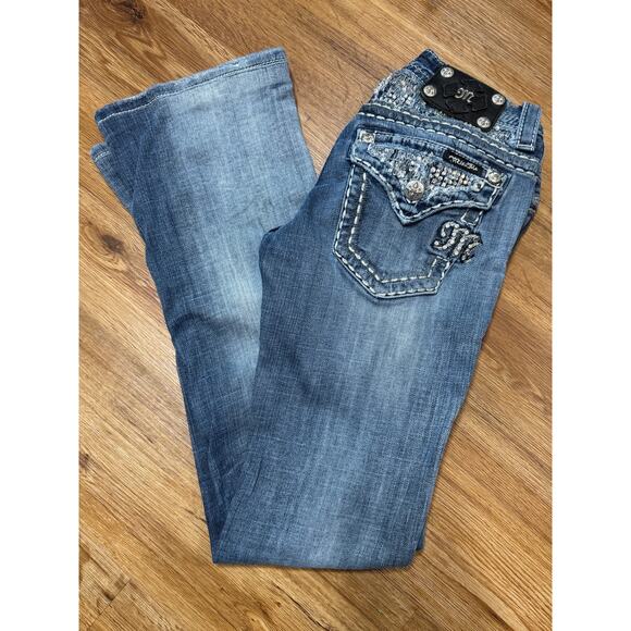 Miss Me JES641BL Boot Bootcut Jeans Bling Embroidered Size 25 - Picture 1 of 7